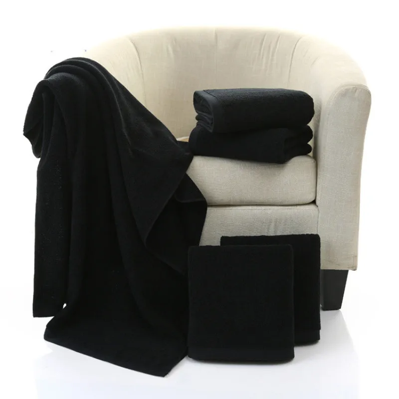 Cottonnon-fading Black Towel Soft Bamboo Fiber Towel Thickened Absorbent Black Towel For Home Hotel Beauty Salon