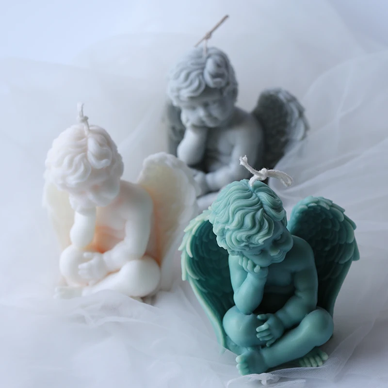 Big 3D Angel Candle Mold Angel Boy Silicone Mold For Candle Mould Candle Forms Scented Candle Angel Molds forAromatherapyPlaster