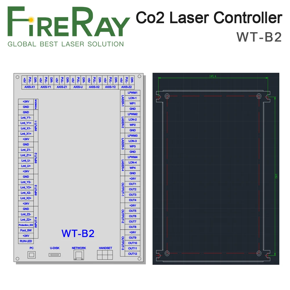 FireRay Stock TL-B2 CO2 Laser Controller 24V For Laser Engraving Machine Laser 3020 6040 9060