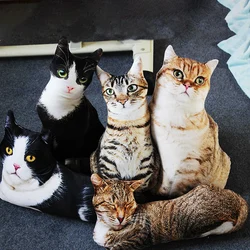 50cm Lifelike Plush Cat Pillow Stuffed 3D Print Animal Cat Throw Pillow Home Decoration Gift for Car People