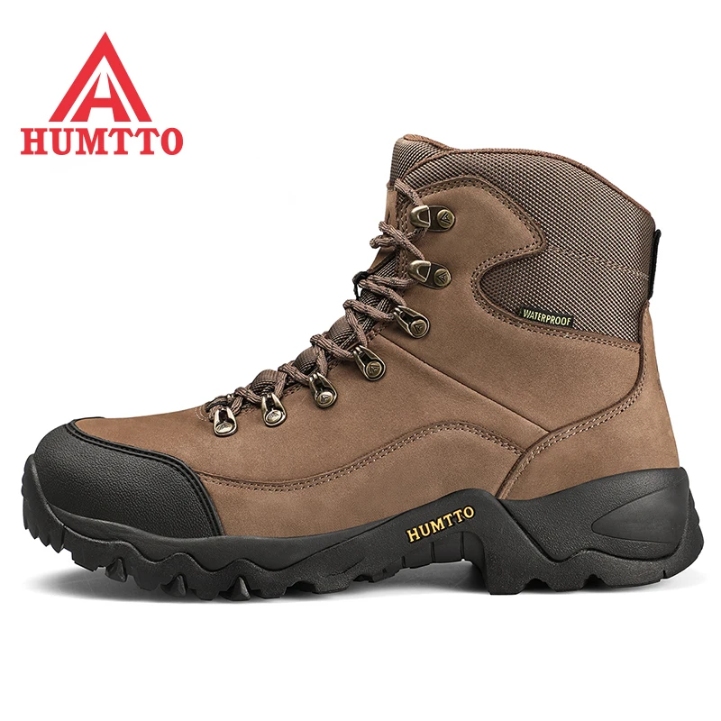 HUMTTO Waterproof Hiking Shoes Outdoor Mens Camping Trekking Boots for Men Leather Mountain Climbing Tactical Safety Sneakers