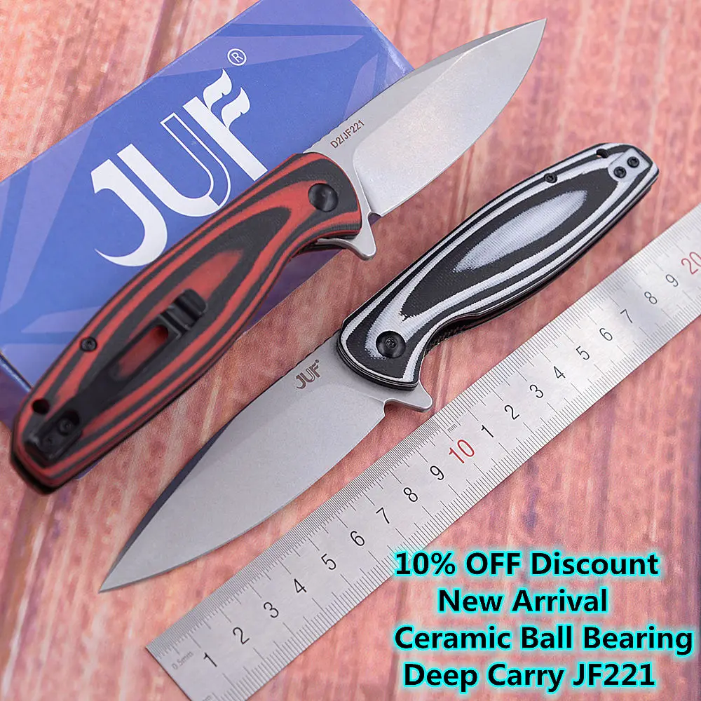 

JUFULE New JF221 Ceramic Ball Bearing Flipper D2 Steel G10 Hunt Survival Tactical Outdoor EDC Tool Folding Camping Pocket Knife