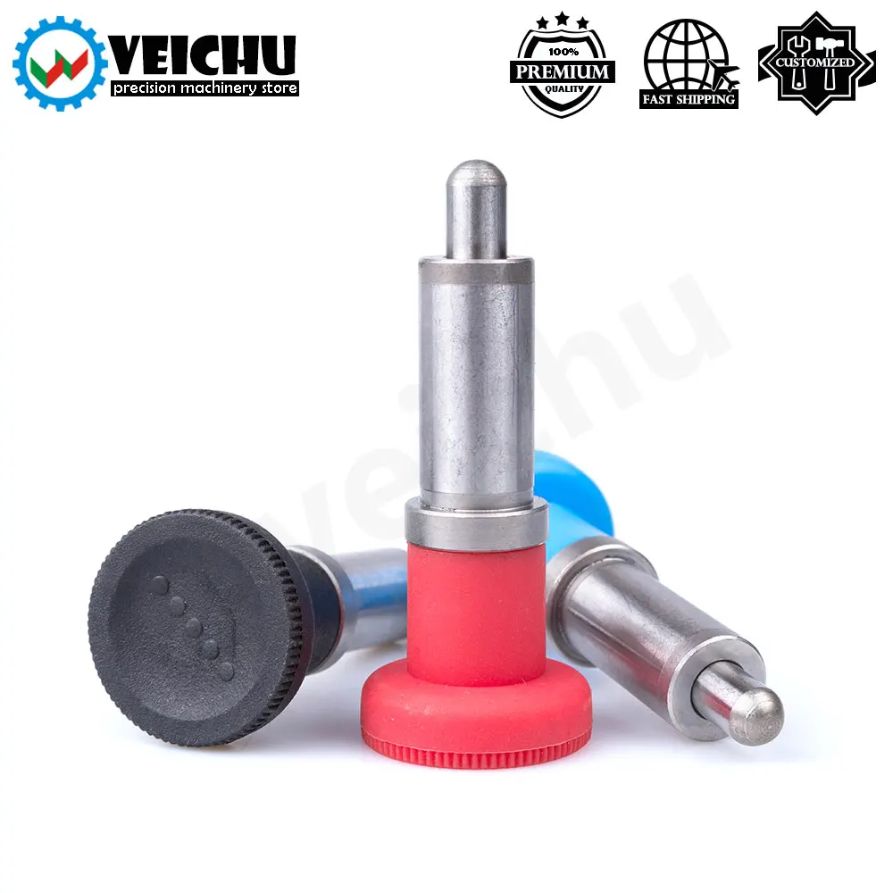 VEICHU Stainless Steel Detent Pin With Plastic Knob Precision Index Plungers Press Fit Indexing Plungers Without Thread