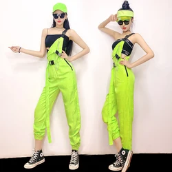 Jazz Dance Costumes Fluorescent Green Suit Bar Dj Gogo Dancr Clothes Sexy Street Dancewear Womens Clothing Stage dance Outfit