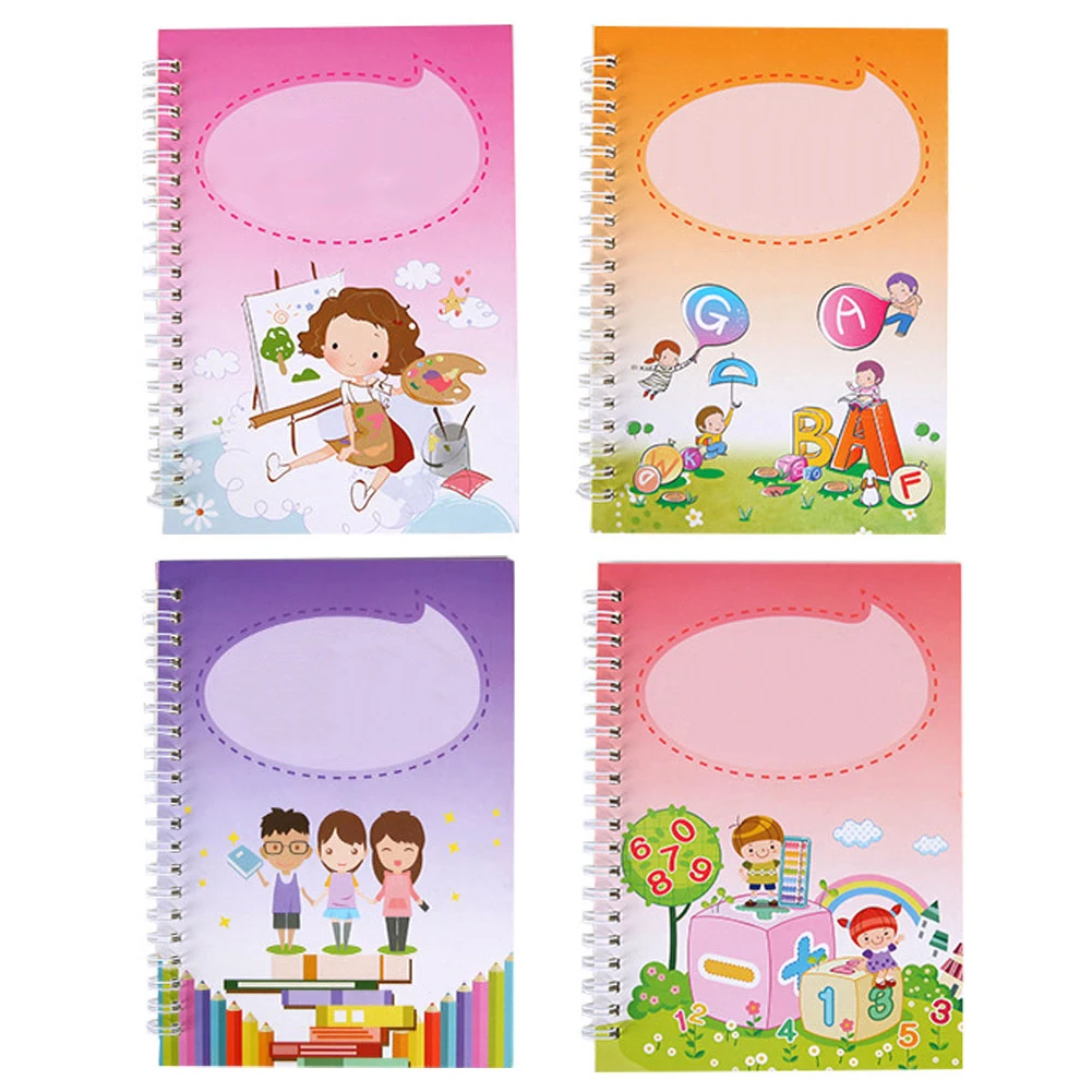 Cahier d'apprentissage de la calligraphie en anglais pour enfants, livre d'art  pratique de la peinture, nettoyage des nombres, écriture de bébé, jouet de  lettrage anglais, 4 pièces / Cahiers et blocs-Notes, image size:1001x1001