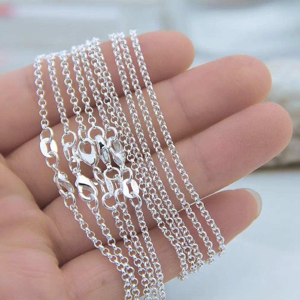 Wholesale 100pcs/lot Silver Necklace Chains 1mm Silver Plated O Chain Necklaces for Women 16