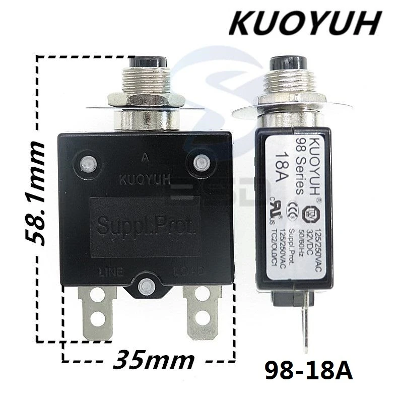 

Circuit Breakers KUOYUH 98 Series 18A Overcurrent Protector Overload Switch