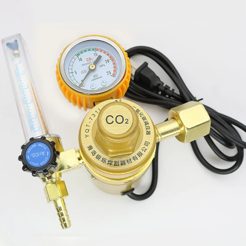 

CO2 Pressure Regulator Carbon Dioxide Pressure Reducer Heated Pressure Gauge Meter Flowmeter For MIG/TIG Welding 36/110/220V