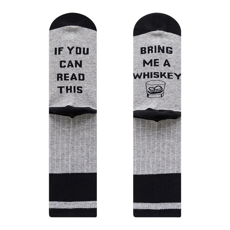 Drop ship men funny socks Harajuku humor word printed socks summer creative Hip hop street skateboard Unisex Crew Happy sock