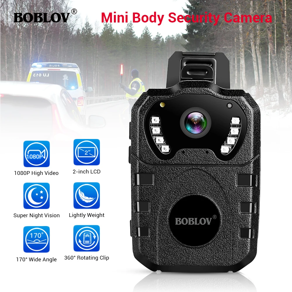 

BOBLOV WN10 HD 1080P Body Cam Portable IR Night Vision Police Camera Loop Recording Security Mini Camera DVR Video Recorder