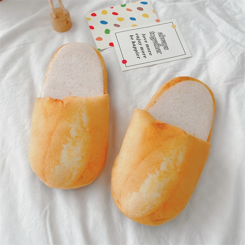 Simulation Bread Pattern Home Cotton Shoes Warm Winter Baguette Indoor Slippers Women Girl Soft and Thick Sole Non-slip Fashion