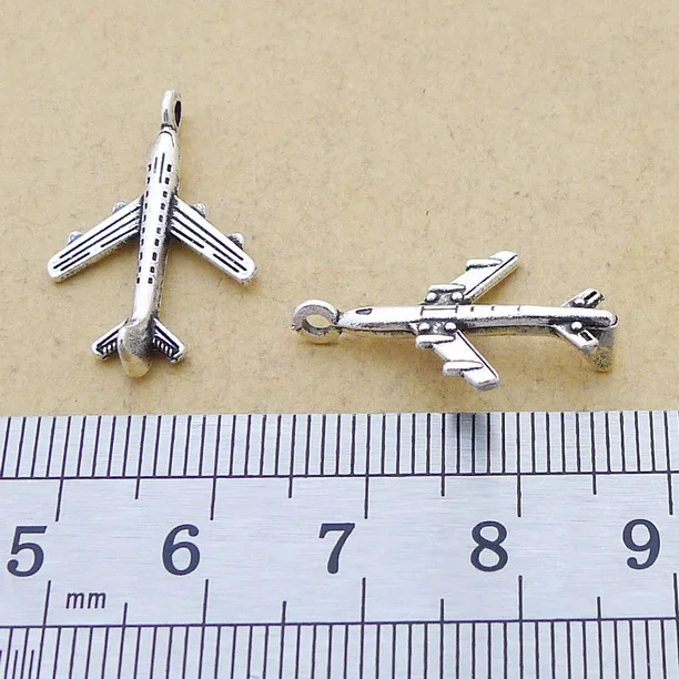 20Pieces/lot 15x23mm Airplane Pendant Antique Silver Color Aircraft Charms Equisite Bracelets Handmade Jewelry