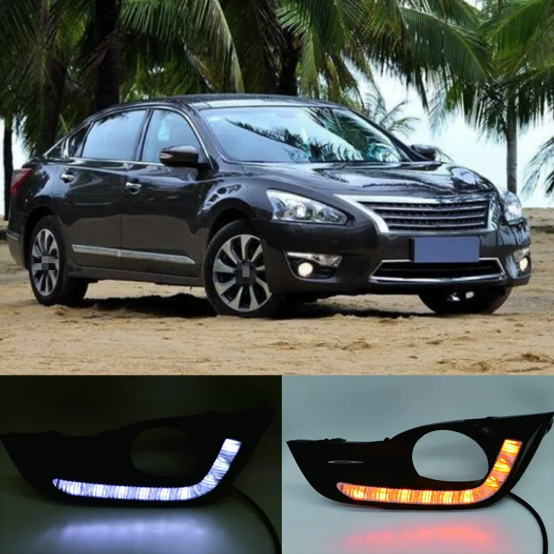 

2Pcs For Nissan Altima Teana 2013 2014 2015 DRL Front Bumper Driving Turn Signal Light Daylgiht Car LED Daytime Running Lights