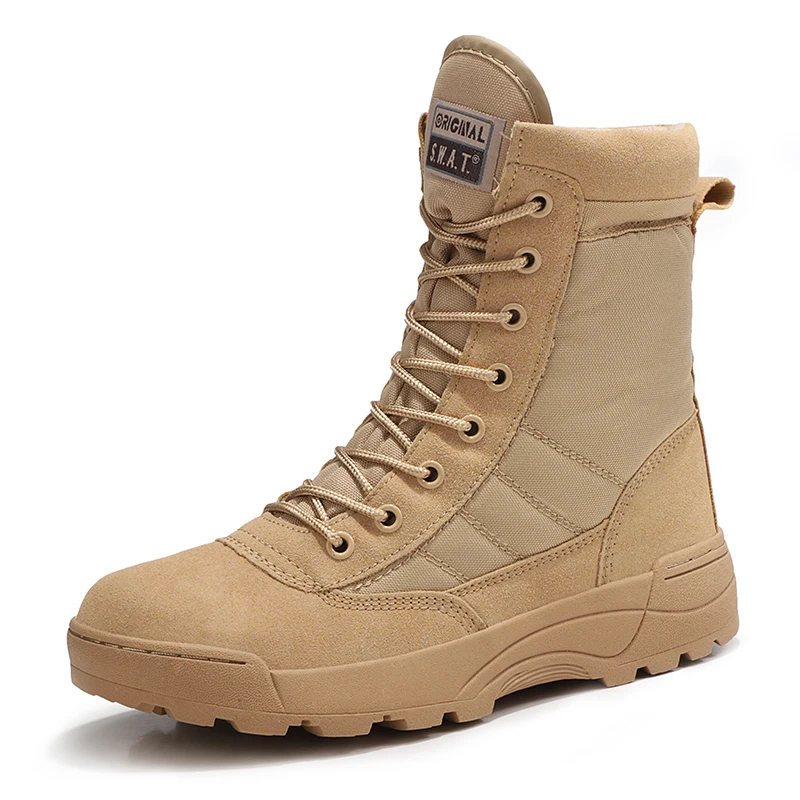 Botas táticas originais do exército para homens, militares, sapatos de trabalho no deserto, escalada, caminhadas, trekking, calçados esportivos, ao ar livre, botas de tornozelo