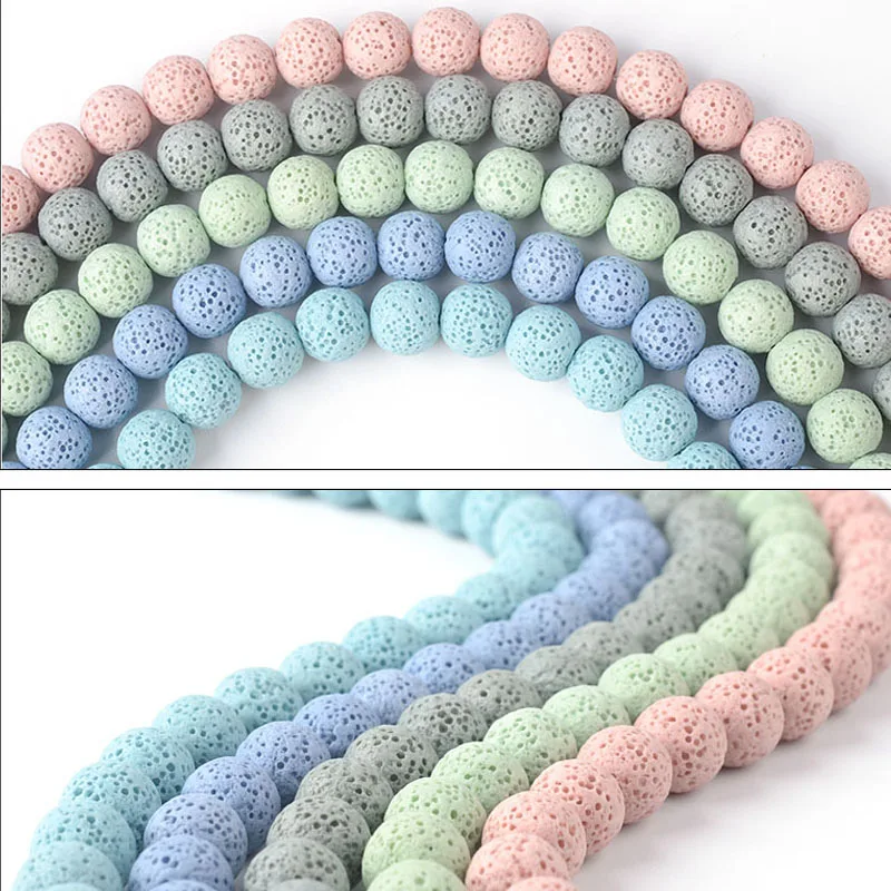 6/8mm Volcanic Lava Natural Stone Bead Colorful Rock Lava Beads loose Space Bead For Jewelry Making DIY Bracelet Necklace