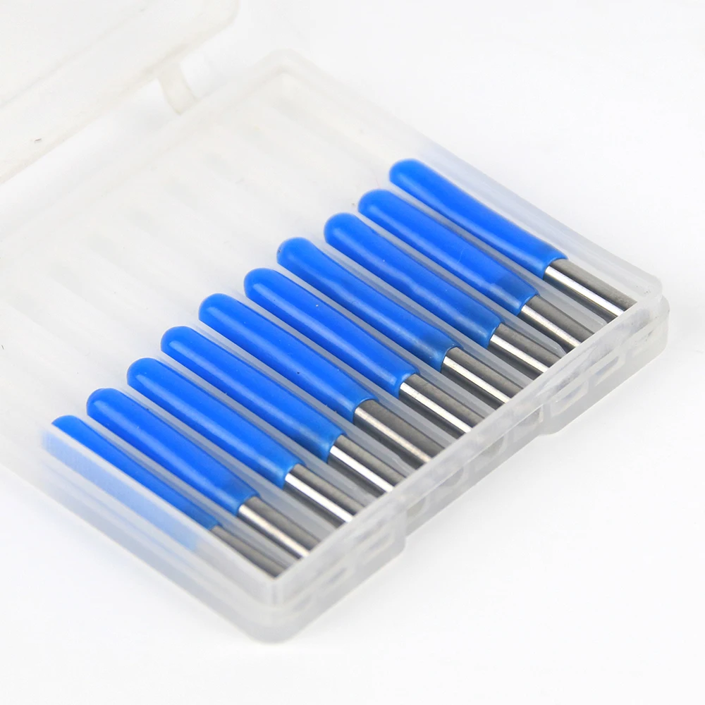 V Shape Flat Bottom Carbide PCB Engraving Bits 3.175mm Sharp Knife CNC Router Bit 10/15/20/30 Degree Carving Milling Cutter Tool