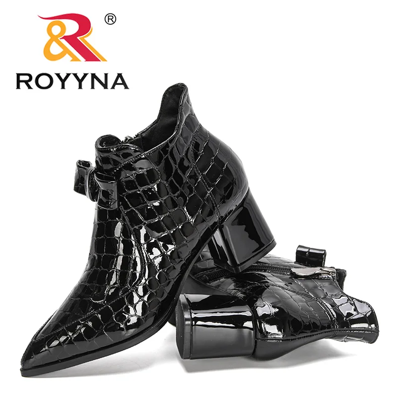 ROYYNA 2022 New Designers Autumn Winter Fashion Solid Ankle Boots Women Casual Pointed Toe High Heels Office Sweet Boots Ladies