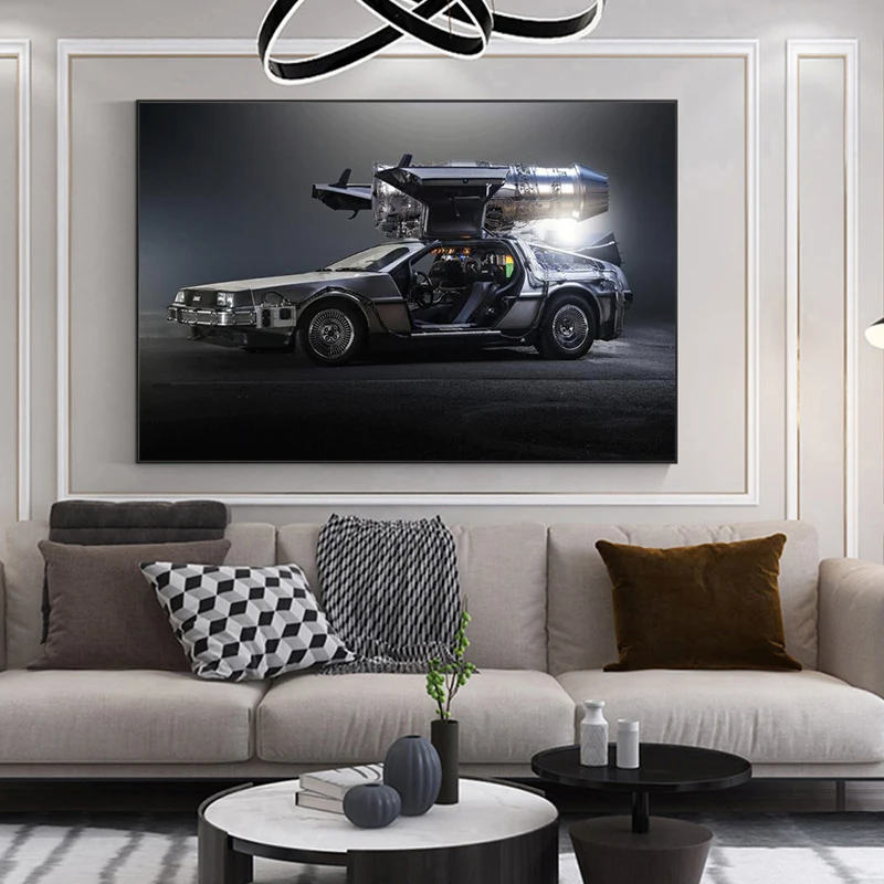 Movies Back to the Future Car Delorean Time Machine Canvas Posters and Prints Art Paintings on the Wall Pictures Home Decor