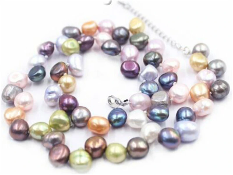 

HABITOO Rare Natural 7-8mm Top Drilled Multicolor Freshwater Pearl Bead Necklace Jewelry for Women Charming Gifts Lobster Clasp