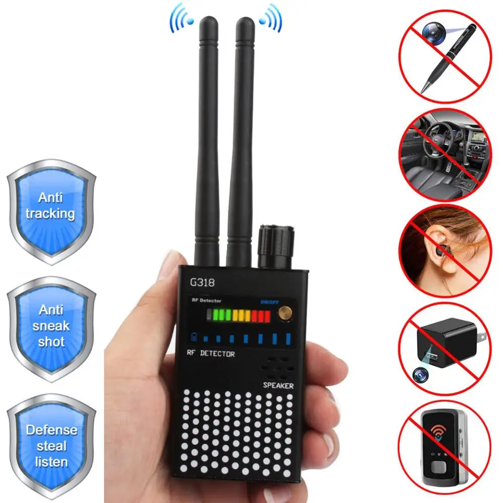 Wireless RF Signal Detectors Radio Wave Bug GPS Detect Camera GSM Audio Full-Range Hidden Tracker Audio privacy Security Scanner