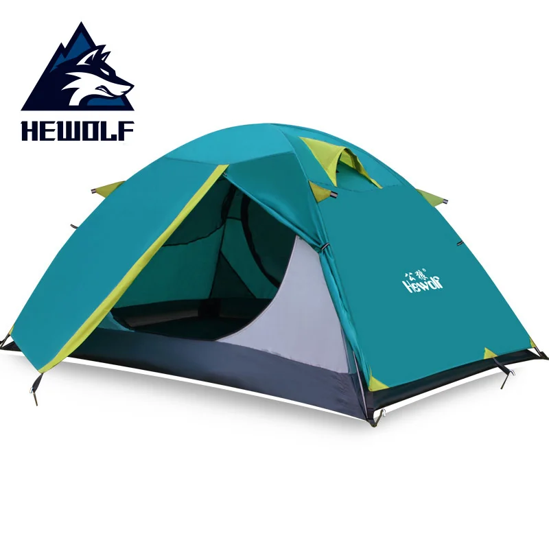 Hewolf Outdoor Camping Tent Double Layer Ultralight 2 Persons Tent Four Seasons Waterproof Breathable Winter Tent Camping Hike