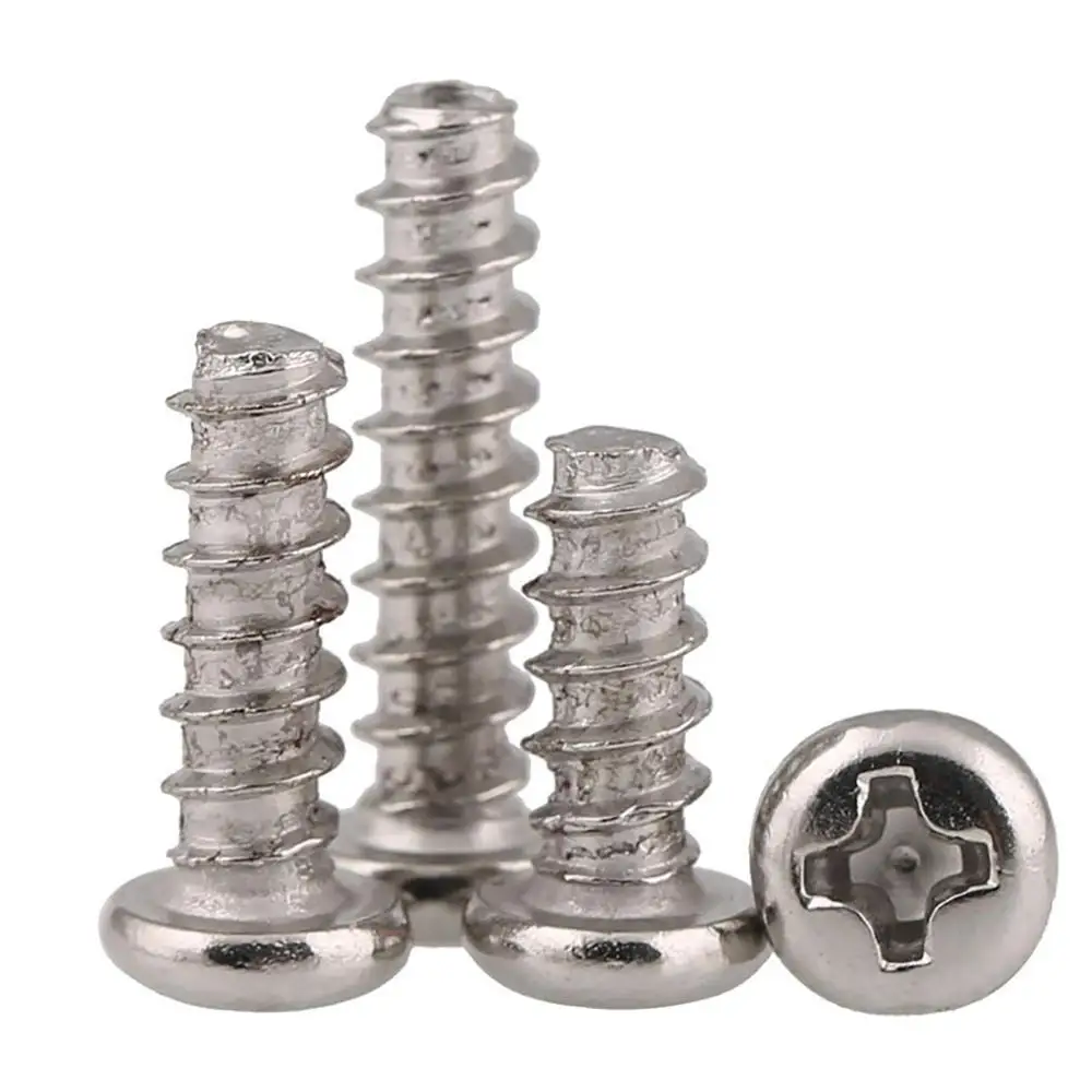 M1.4-M4 Mini Phillips Pan Head Flat Tail Self Tapping Screws Cross Round Head Flat End Small Bolts Nickel /Black Zinc Plated