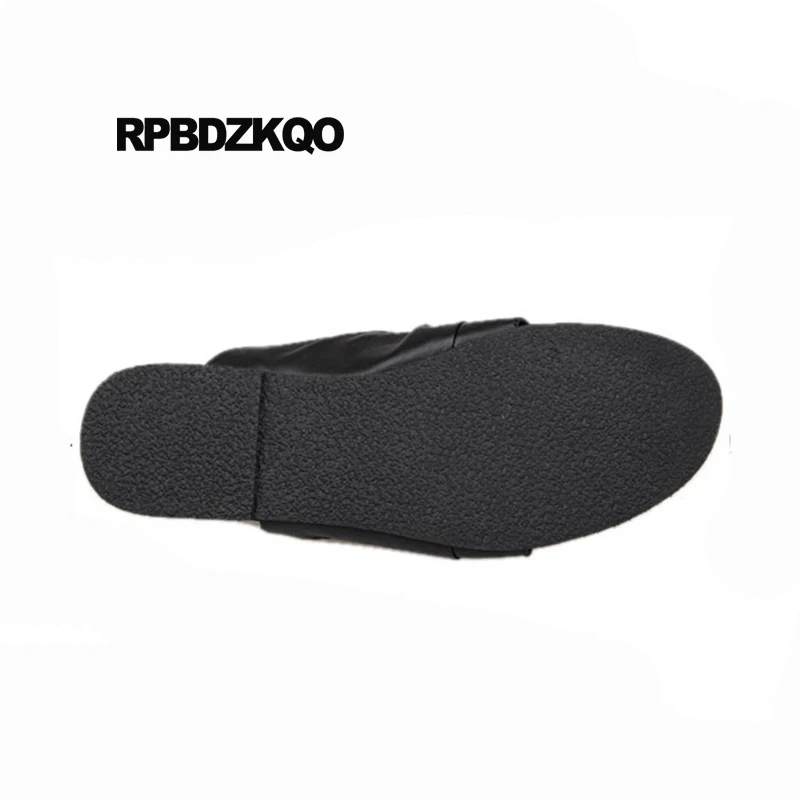 2023 Outdoor Flip Flop Shoes White Designer Men Sandals Genuine Leather Summer Slides Slippers Flat Fashion Slip On Black Strap image 6