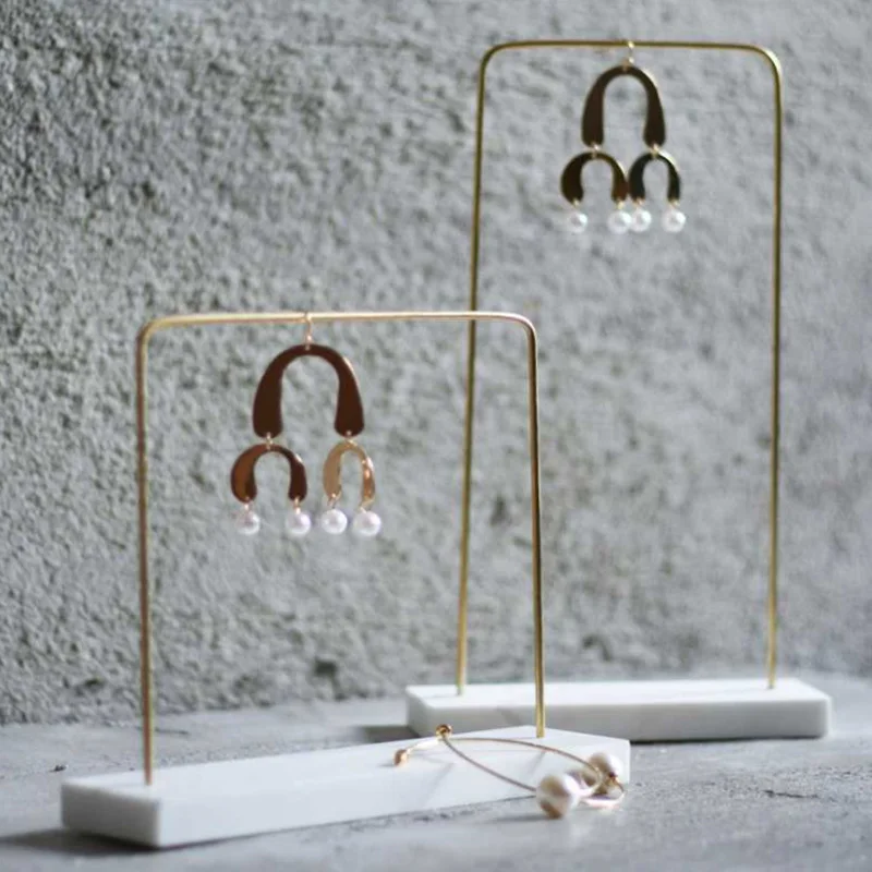 Stone Earrings Necklace Stand Household Display Surprise price Marble Brass Jewelry Display Stand Necklace Storage Display Props