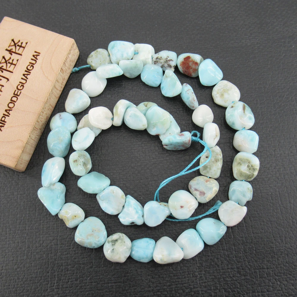 APDGG Natural Blue Larimar Beads Nugget Freeform Real Gems Stone 15\