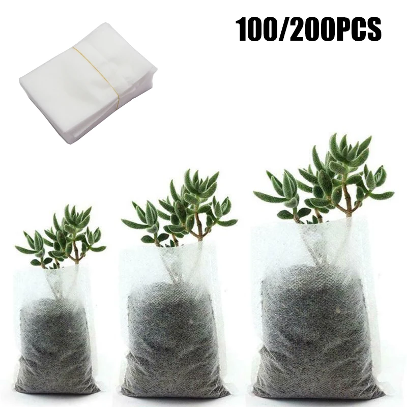 100/200PC Biodegradable Non Woven Fabric Nursery Plant Grow Bags Seedling Grow Planter Flower Pots Eco Bag