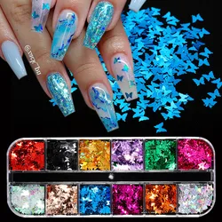 Specchio scintillante farfalla paillettes per unghie Paillette colori misti chiodo iridescente Glitter 3D fiocchi fette lustrini accessori d'arte