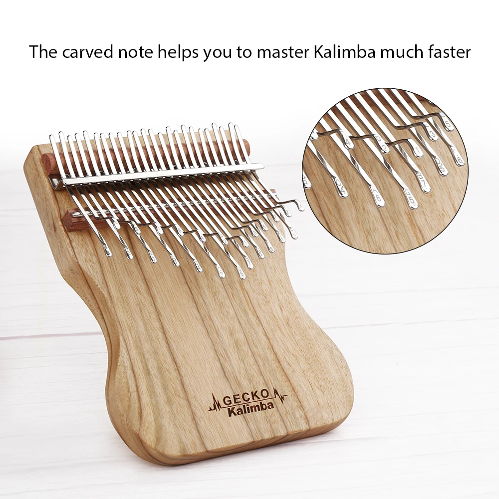 GECKO Kalimba 21 24-key mahogany thumb piano gecko musical instrument gift belt accessories solid wood camphor Kalimba C tone