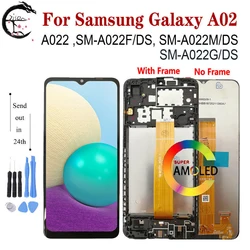 Super AMOLED A02 LCD For Samsung Galaxy A02 A022 Display With Frame SM-A022F/DS A022M A022G LCD Screen Touch Digitizer Assembly