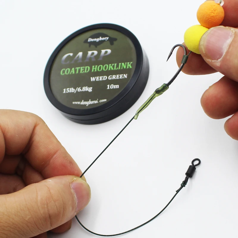 

10M Carp Fishing Line Coated Hook Link Hook Leader Carp Rigs Wire Fishing Hooklink for Carp Chod Rigs 15/25/35 LB Fishing Tackle