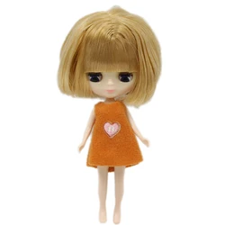 DBS blyth mini doll 10CM height mini toy short bob hair normal body shiny face girls gift anime