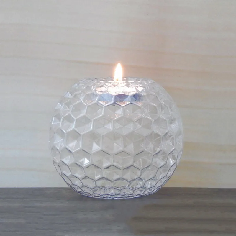 12pcs/pack Diameter=8cm Small Size Glass Terrarium Candle Holder Home Decoration Round Shaped Table Candlestick Wedding