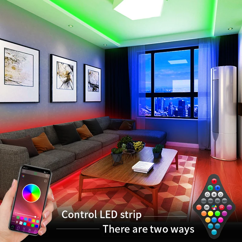 Imagem -03 - Wifi 5050 Rgb Conduziu a Luz de Tira 2835 5m40m Rgbww Luzes Led Rgb Leds Fita de Diodo Flexível Controle Bluetooth Adaptador dc