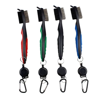 CRESTGOLF Dwustronna szczotka do golfa z klipsem do czyszczenia kulek z rowkiem Narzędzie z markerem