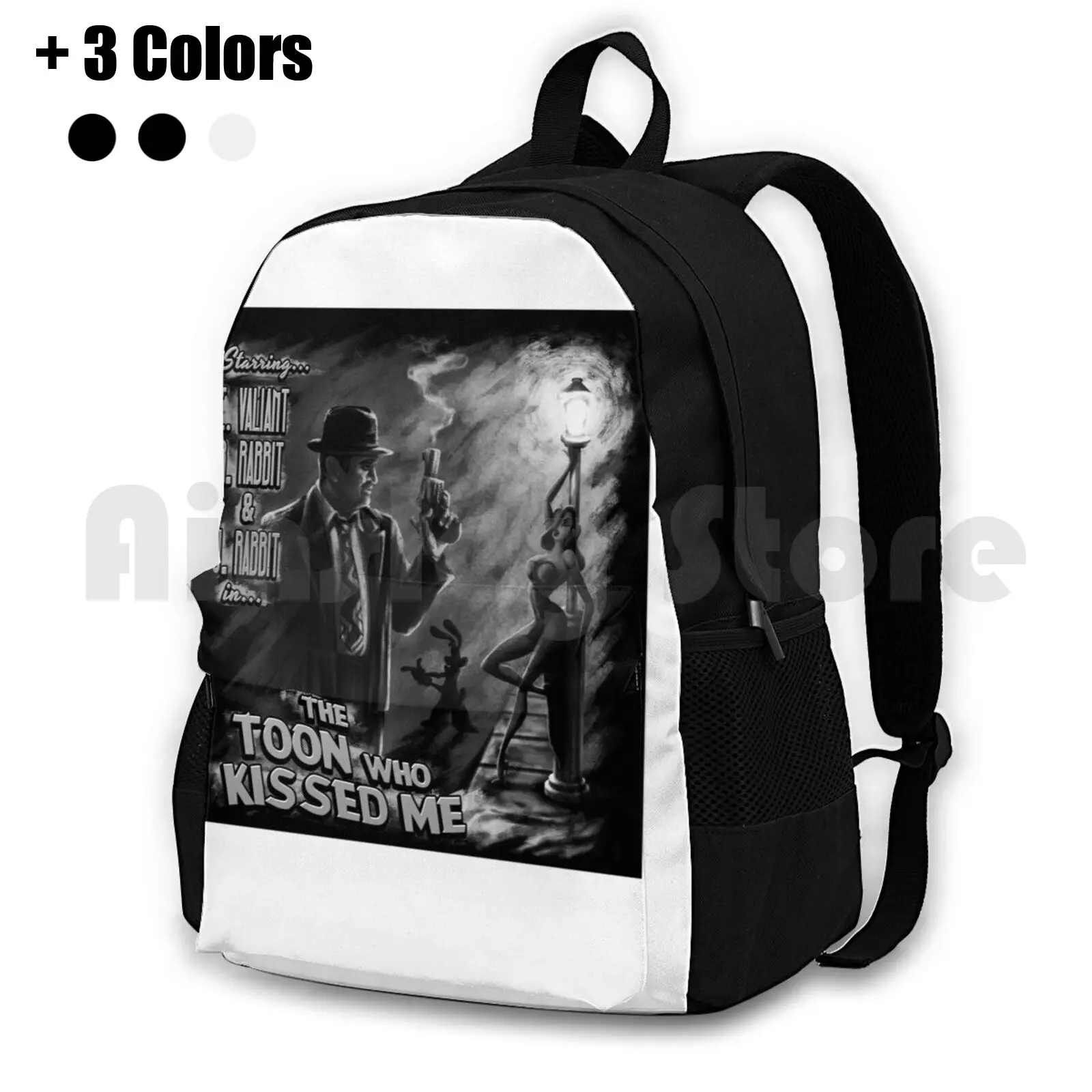 The Toon Who Kissed Me ( B&w ) Outdoor Hiking Backpack Riding Climbing Sports Bag Rabbit Eddie 80s Movies Toons Cartoon