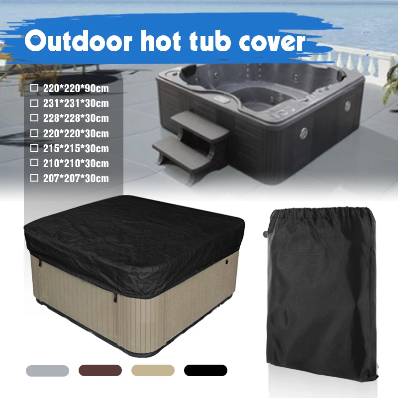 Square Spa Bathtub Swimming Pool Waterproof Cover Outdoor Garden Courtyard Anti-Fall Leaves Anti-UV Spa Hot Tub Dust Protector