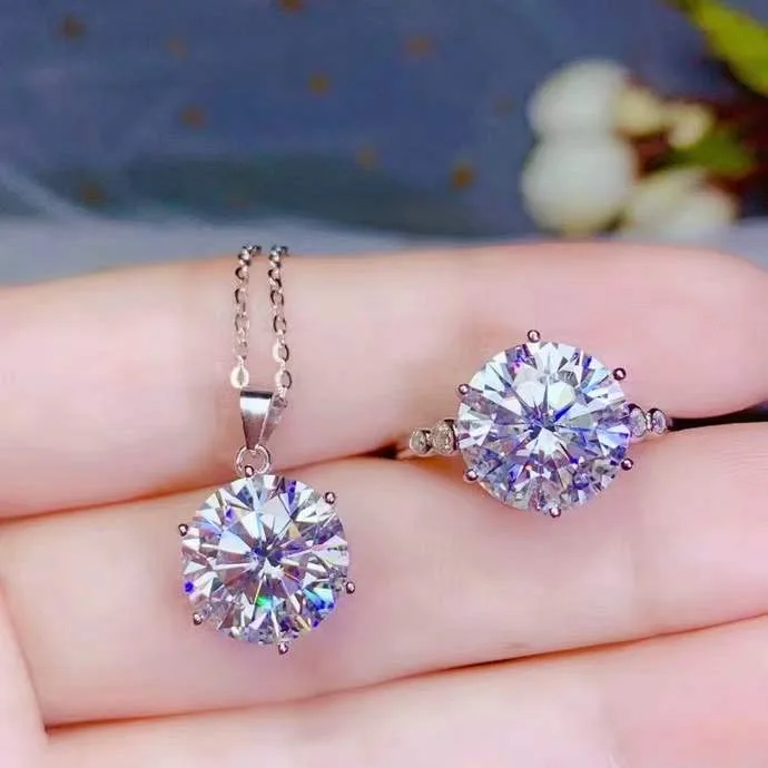 big  5 ct moissanite set ring earrings necklace ladies party birthday gift high end jewelry