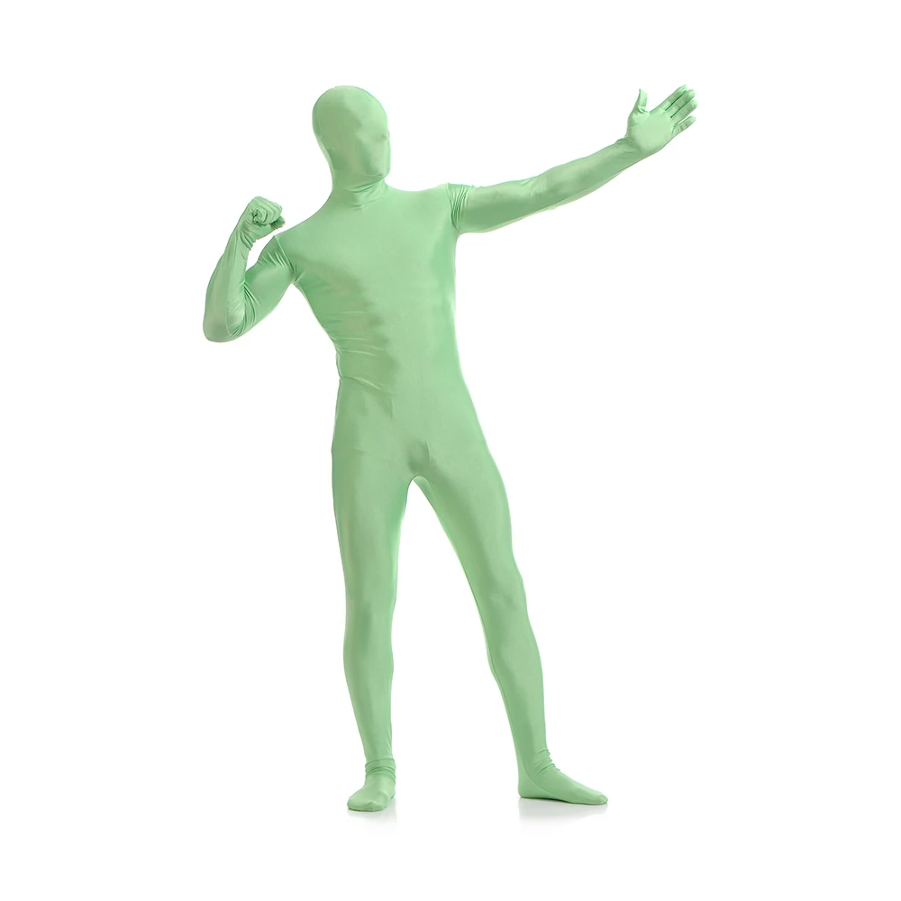 Personalizzato per la bocca degli occhi aperti aggiungi cavallo spedizione gratuita completo Zentai Suit Grass green abiti stretti colore puro festa di Halloween