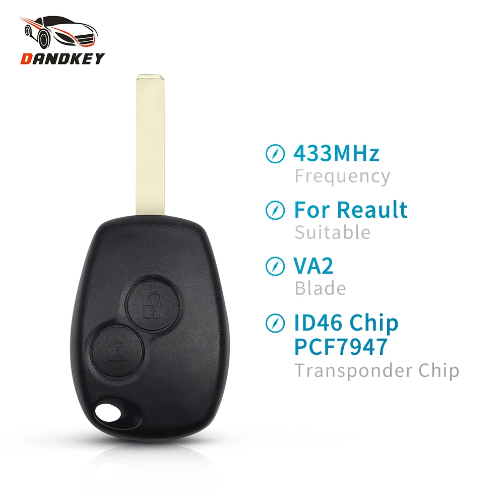 

Dandkey Remote Key 433MHz PCF7947 PCF7946 Chip For Renault Duster Modus Clio 3 Twingo DACIA Logan Sandero Kangoo Car 2 Buttons