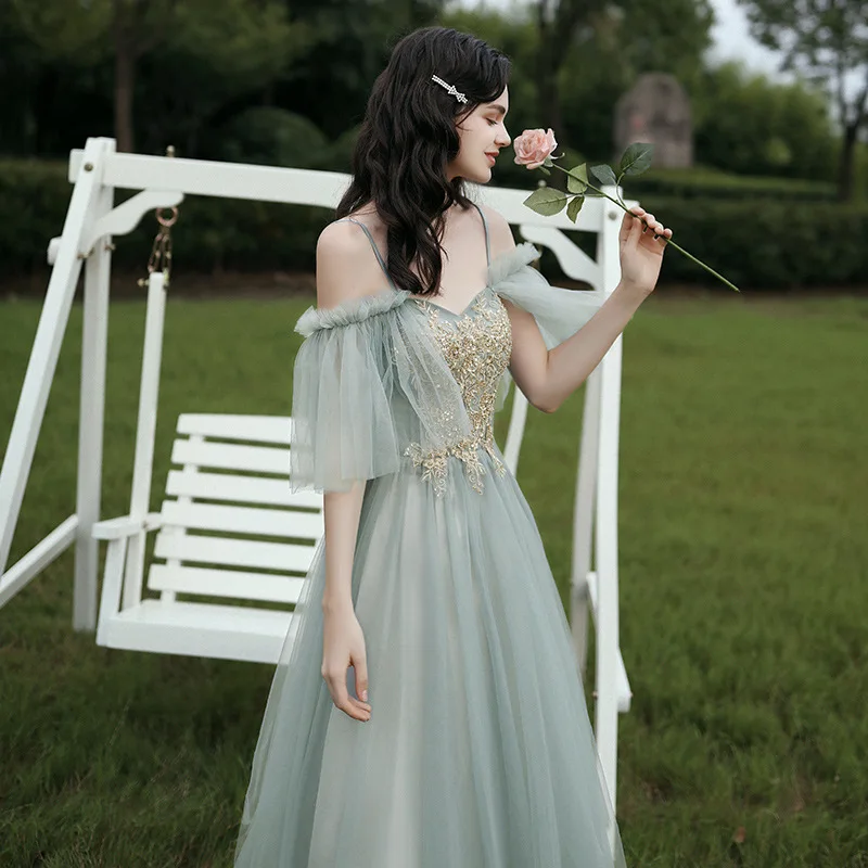 Vestidos de dama de honor con lentejuelas brillantes para mujer, línea A, fiesta de boda, vestidos de graduación, verde Aqua, largo hasta el suelo,