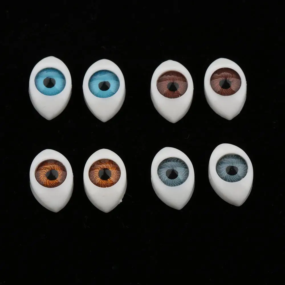 4 Pairs Oval Flat Back Plastic Eyes 5mm/6mm/7mm/8mm/9mm Iris for Porcelain or Reborn Dolls Making DIY Supplies