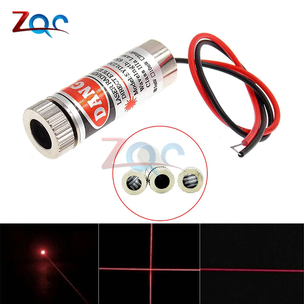 SYD1230 650nm 5mW Red Cross/Line/Dot Laser Module Head Glass Lens Focusable Industrial Class Grade 3-5V