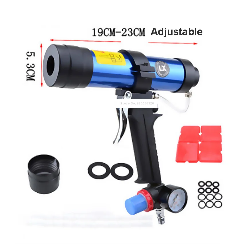 New Arrival Pneumatic Caulking Gun Set 310ML Glass Glue Air Rubber Guns Tool Hard Glue Gun With Watch Valve 19CM-23CM Adjustable