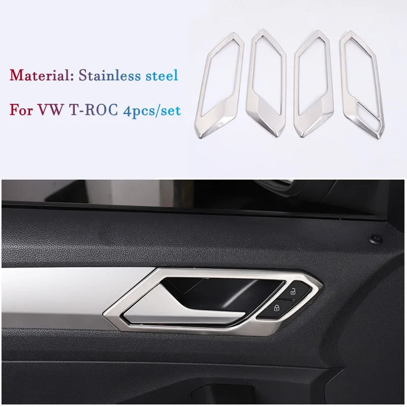 

For Volkswagen Vw T-ROC T ROC TROC 2018-2020 Car Accessories stainless steel inner door bowl handle frame sequins Car Styling