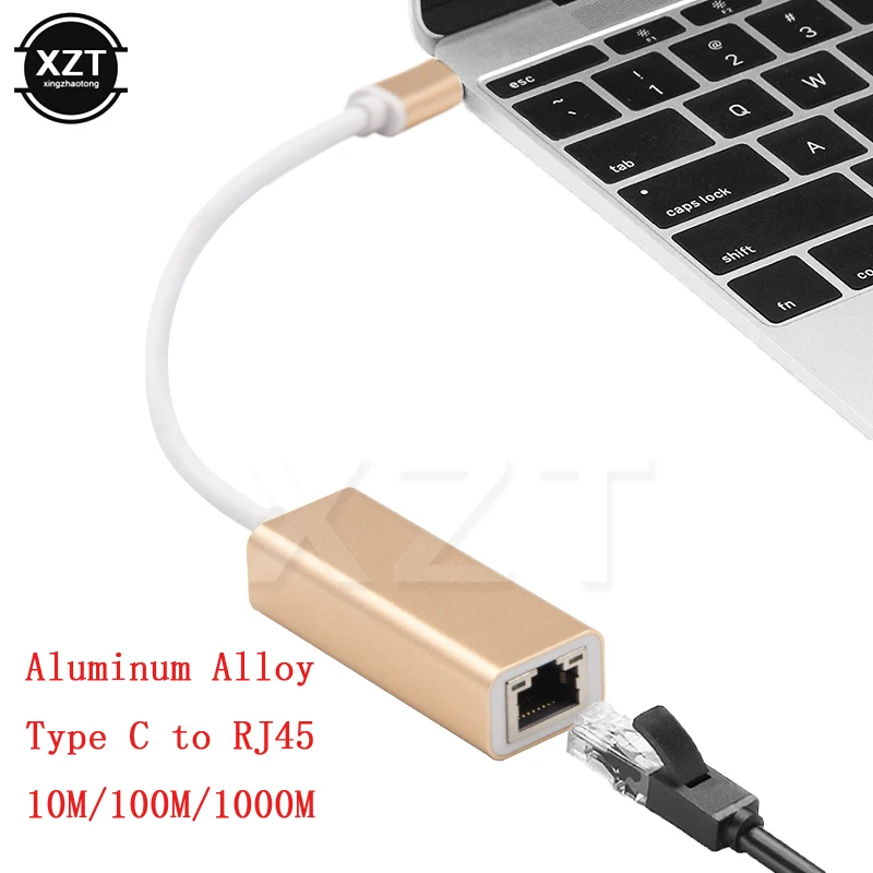 

USB C Gigabit Ethernet Type C to RJ45 Network Card Lan Adapter 10M/100M/1000M for MacBook Pro ChromeBook Aluminum Alloy