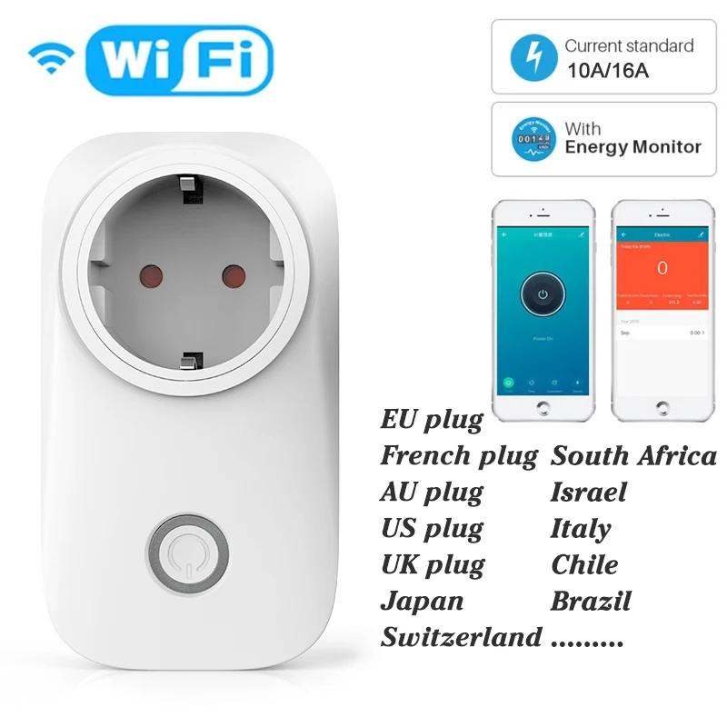 EU Smart Plug WiFi Socket miernik energii 10A/16A Monitor mocy watomierz funkcja pomiaru czasu watomierz aplikacja Tuya SmartLife